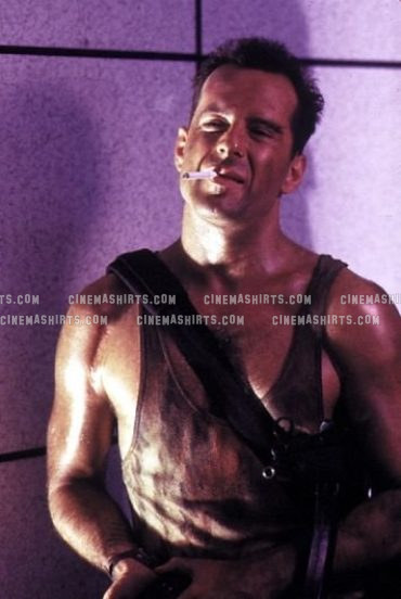 John McClane wearing the original White Ribbed Tank Top on Die Hard