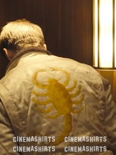 The Driver wearing the original Scorpion Satin Bomber Jacket on Drive
