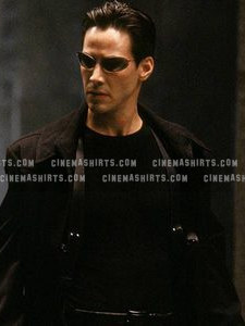 Neo wearing the original Longline Black Trench Coat on The Matrix
