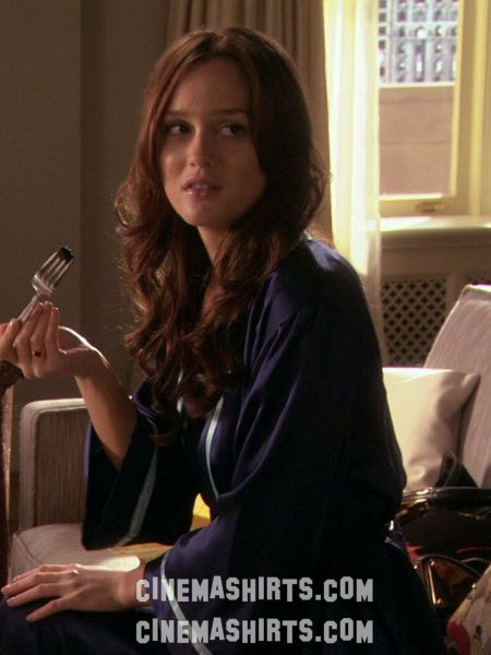 Blair Waldorf wearing the original Navy Satin Pajama Set with Contrast Piping on Gossip Girl