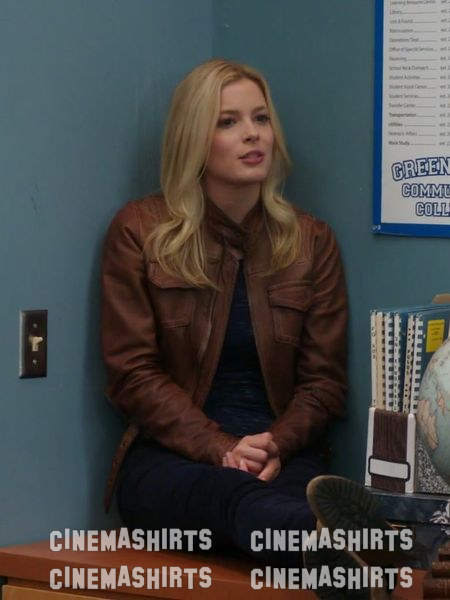 Britta Perry wearing the original Leather-Look Moto Jacket on Community