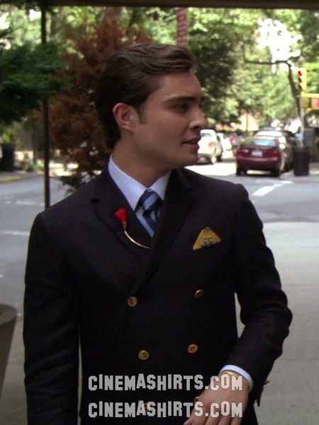 Chuck Bass wearing the original Navy Blazer with Gold Buttons on Gossip Girl