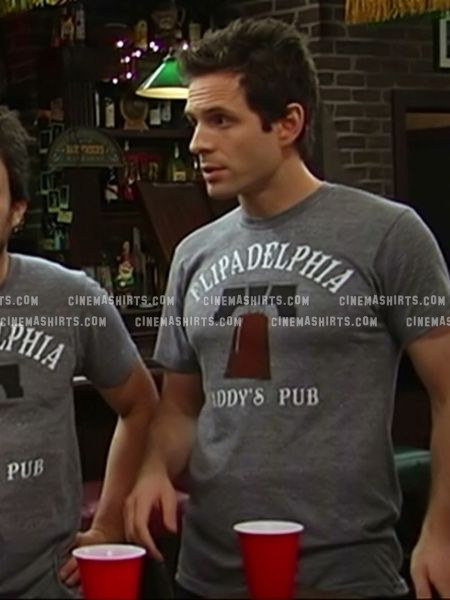 Dennis Reynolds wearing the original Flipadelphia Paddy's Pub Tee on It's Always Sunny in Philadelphia