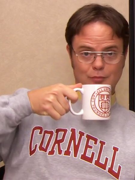 Dwight Schrute wearing the original Cornell University Crewneck Sweatshirt on The Office