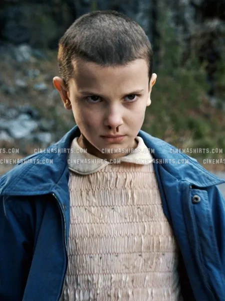 Eleven wearing the original Eleven Pink Dress Costume (S1) on Stranger Things