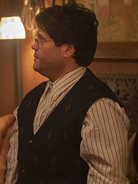 Guillermo de la Cruz wearing the original Navy Patterned Waistcoat on What We Do in the Shadows