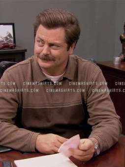 Ron Swanson wearing the original Earth-Tone Classic Polo on Parks and Recreation