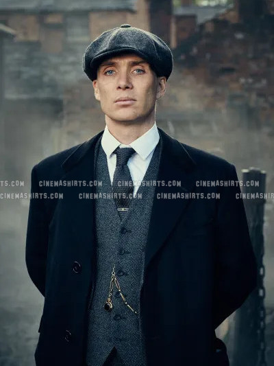 Tommy Shelby wearing the original Herringbone Tweed Three-Piece Suit on Peaky Blinders