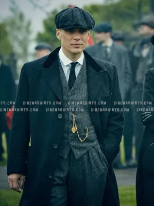 Tommy Shelby wearing the original Long Wool Overcoat on Peaky Blinders